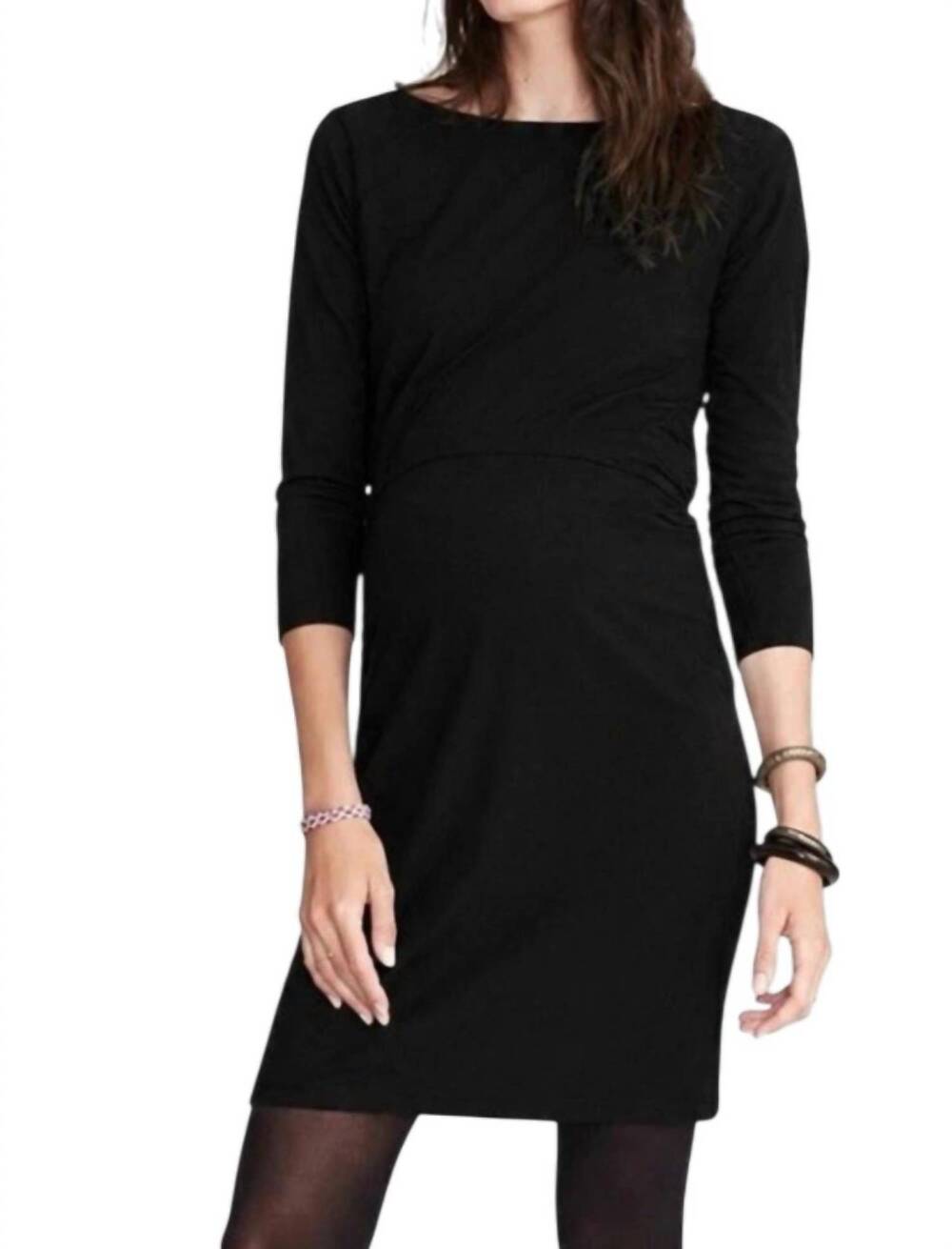 NEW HATCH the mila 3/4 sleeves dress in black